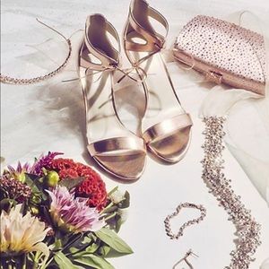 Rose Gold Metallic Ankle-Tied Sandals